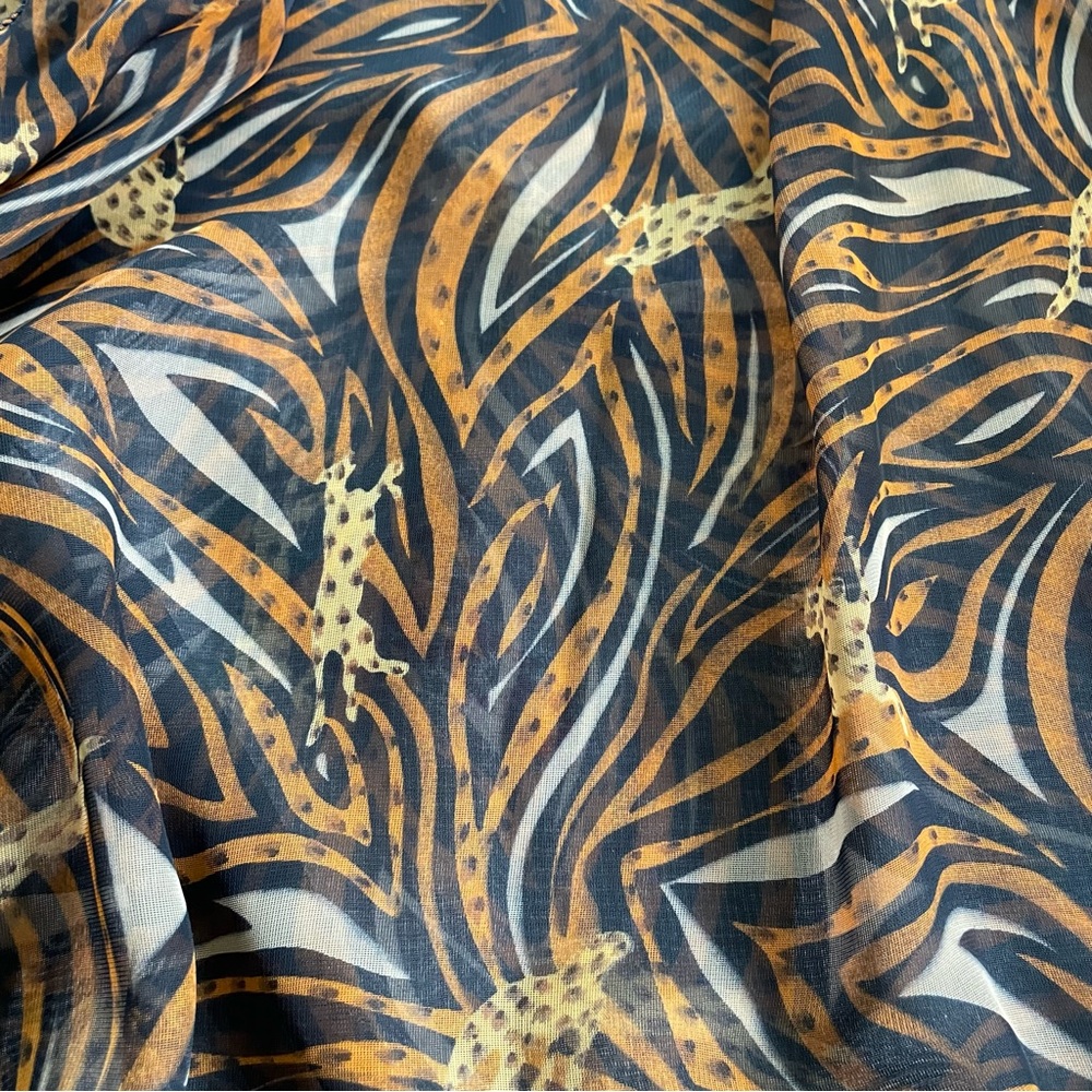 Oversized Sheer Leopard/ Striped Bold Color Scarf/ Shawl. 66" X 19" - Picture 14 of 16